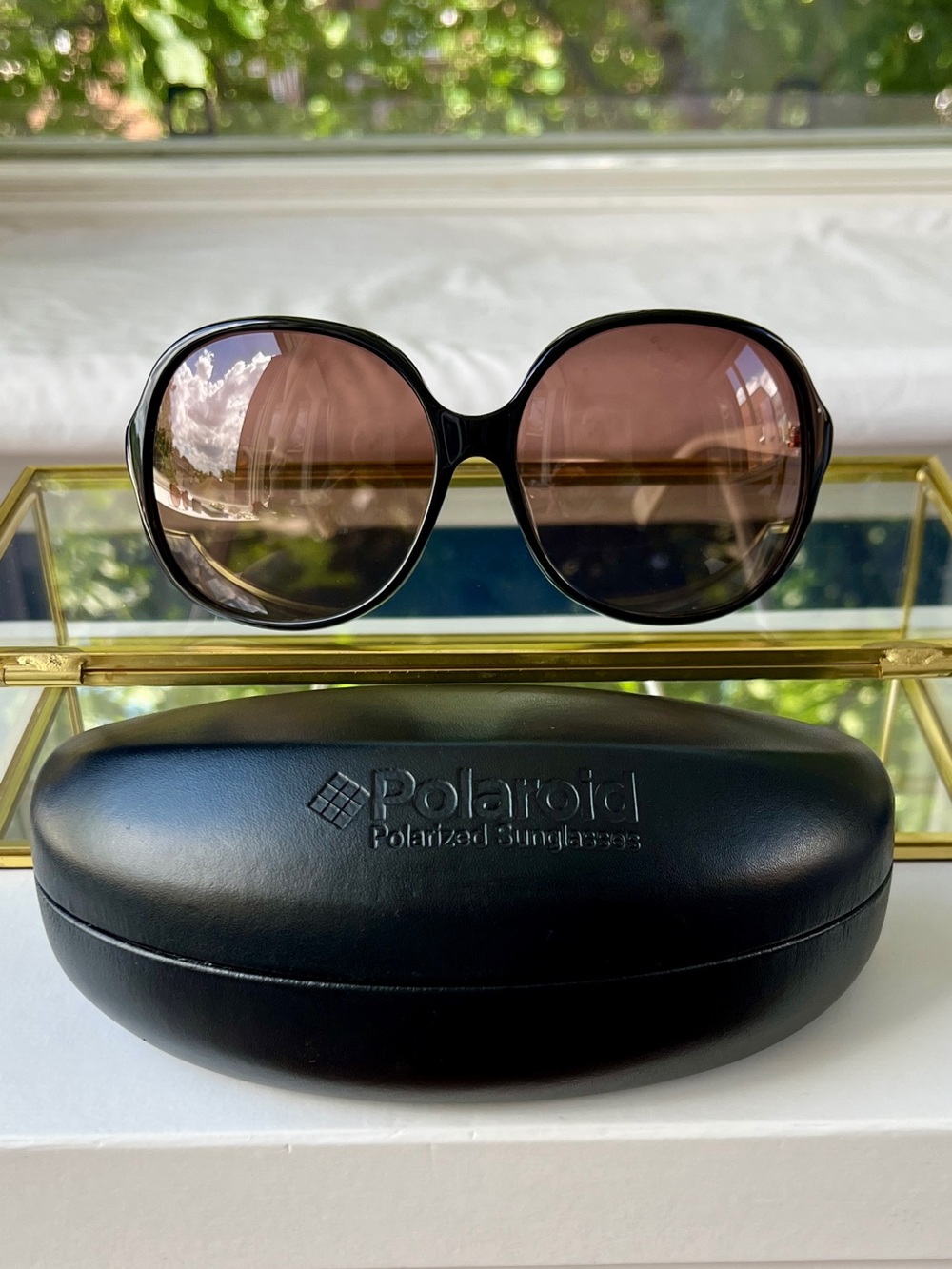 Diane von Furstenberg Black & Pearl w/ Gold Trim Sunglasses